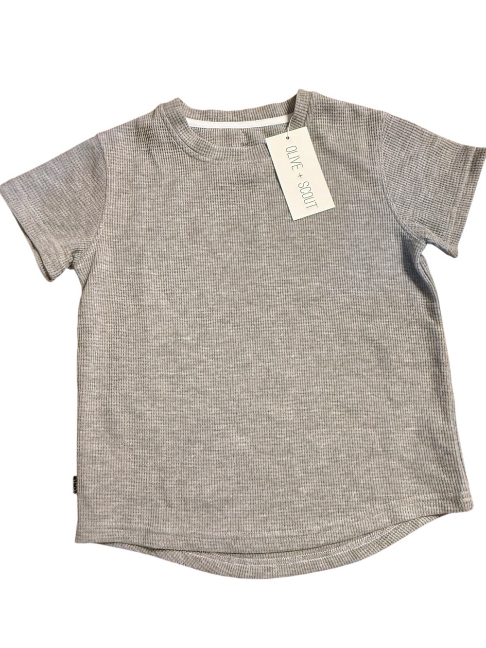 Olive + Scout Gray Waffle Knit Short Sleeve Tee Size 6T